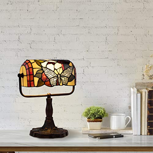 Tiffany Style Bankers Desk Lamp with Stained Glass Shade