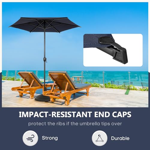 7.5FT Lyon Outdoor Patio Umbrella Outdoor Table Umbrella with Push Button Tilt and Crank Market Umbrella 6 Sturdy Ribs UV Protection Waterproof for Garden Deck Backyard Pool