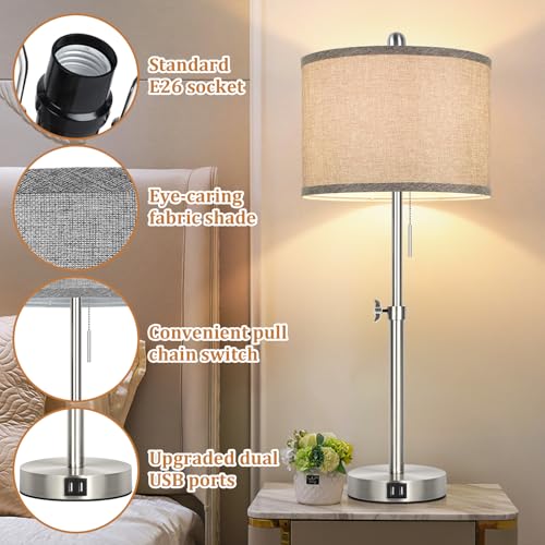 Silver Table Lamps Set of 2 for Living Room Bedroom (2 Count)