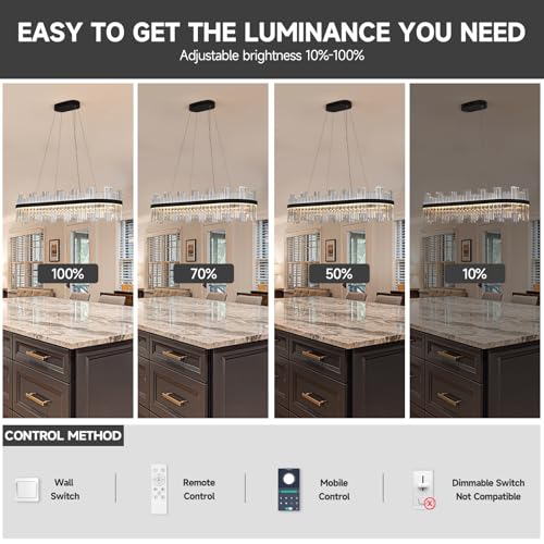 Black Led Modern Crystal Chandelier