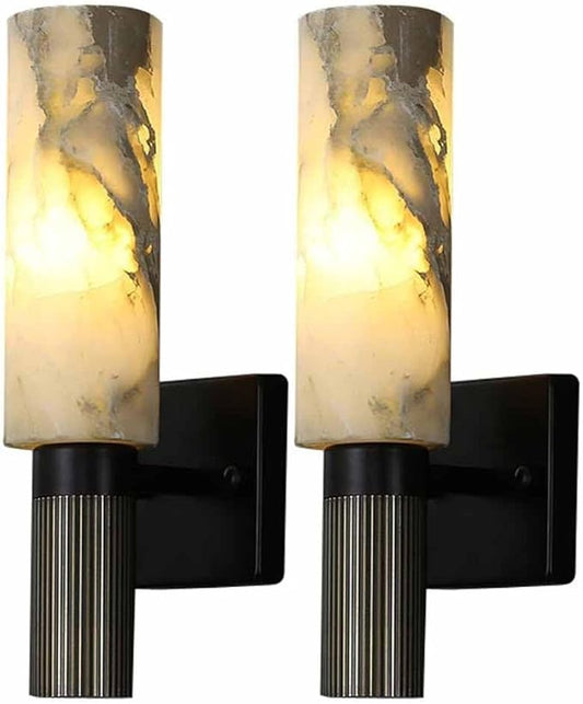 Modern Alabaster Sconce Marble Wall Sconce for Living Room Black Base Bathroom Vanity Wall Sconce Lighting Stone Marble Wall Lamp for Bedroom Corridor Stairs Restaurant - Aura Lighting