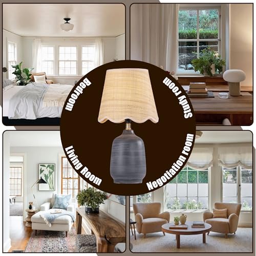 Set of 2 19" Modern Ceramic Table Lamp for Living Room Cream Base Desk Lamps for Bedroom Farmhouse Bedside Nightstand Lamp End Table Lamps (2 Count)