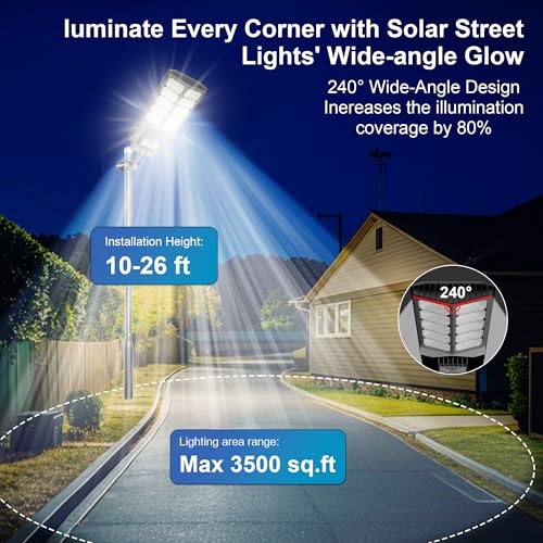 Solar Street Light Outdoor Waterproof Pole Led Solar Lights for Yard (2 Count)