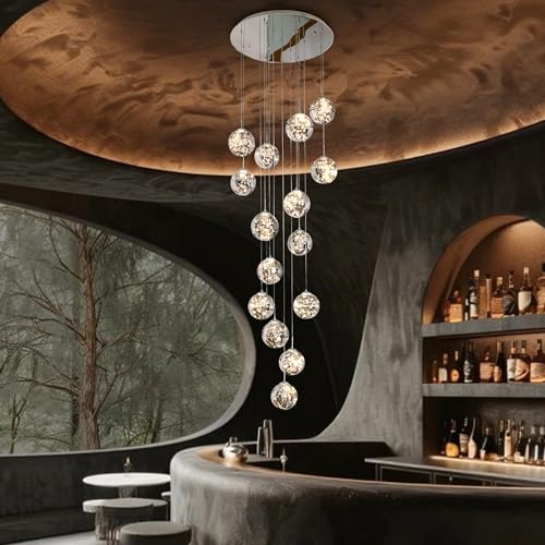15 Light LED Staircase Chandelier Crystal Ceiling Lights Large Chandeliers for High Ceilings (15 Count)