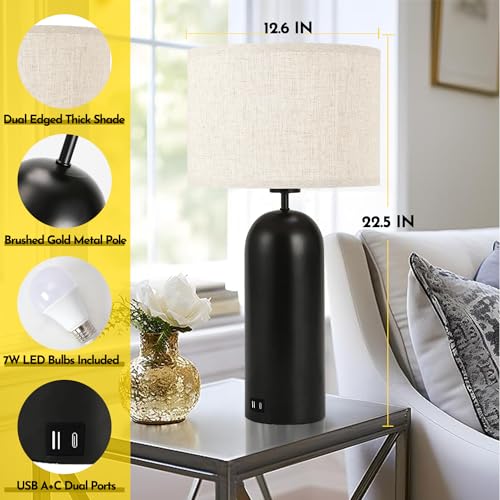 Table Lamps Set of 2 Touch Control Black&Cream Table Lamps 3 (2 Count)