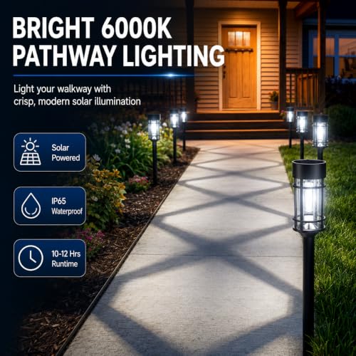 Solar Pathway Lights Outdoor 8 Pack Waterproof Solar Lights for Garden (8 Count)