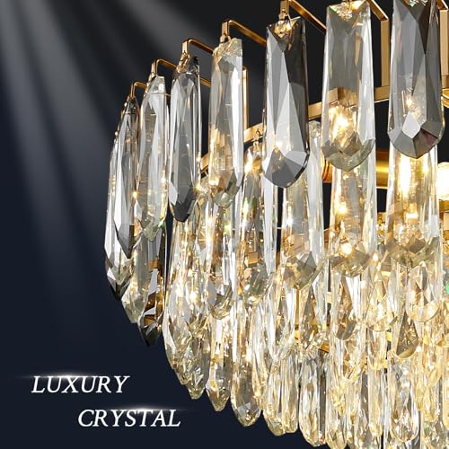 31.5" Modern Crystal Chandelier Gold 3
