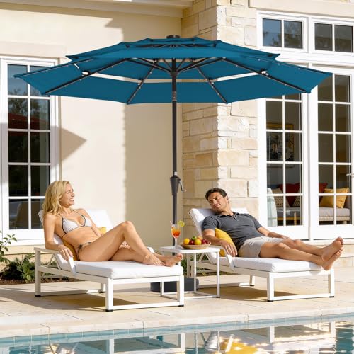 9 ft 3 Tier Outdoor LED Lighted Patio Umbrella w