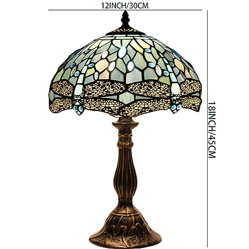 Tiffany Lamp Sea Blue Stained Glass Table Lamp 18 Inch Dragonfly