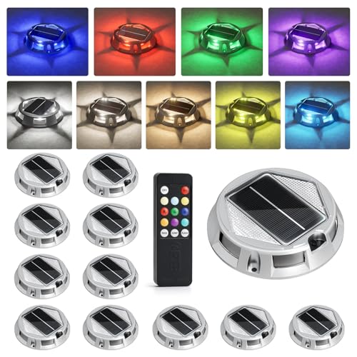 Solar Driveway Lights with Remote Control 12 Pack (12 Count)