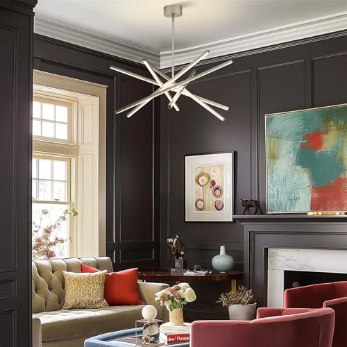 Modern LED Silver Chandelier Over Table
