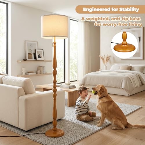Wood Floor Lamp for Living Room (Rosewood)