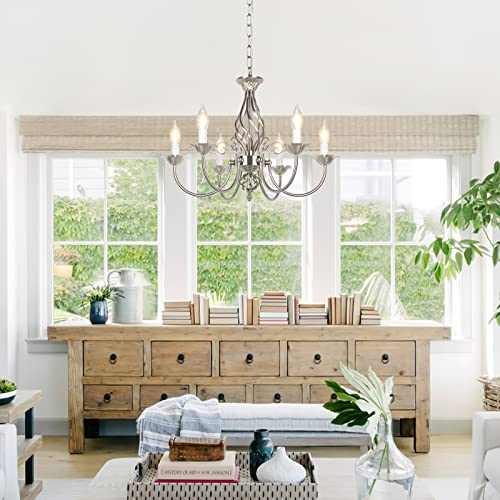 6 Light Farmhouse Candle Chandelier for Dining Room
