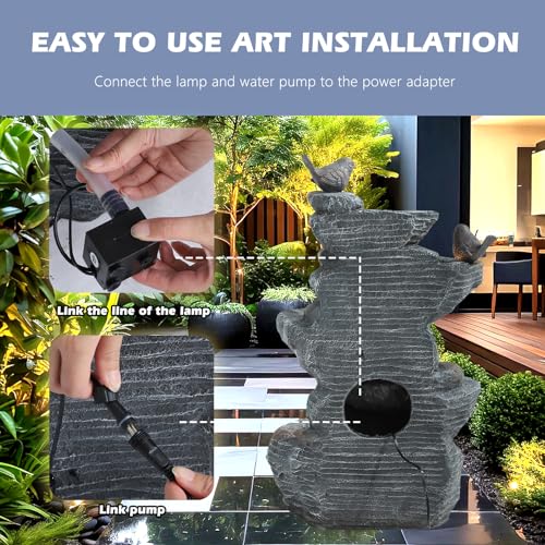 Outdoor 5 Tiers Cascading Rock Water Fountain