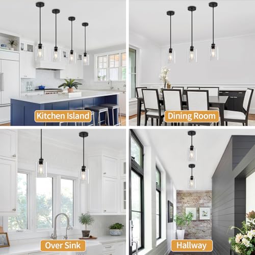 2 Pack Glass Pendant Lights Kitchen Island Modern Hanging Light Fixtures