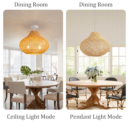 15" Rattan Pendant Light