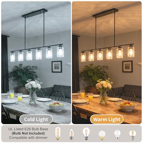 6 Light 45" Wide Dining Room Light Fixture