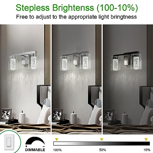 2 Light Brushed Nickel Vanity Light with 3 Color Modes