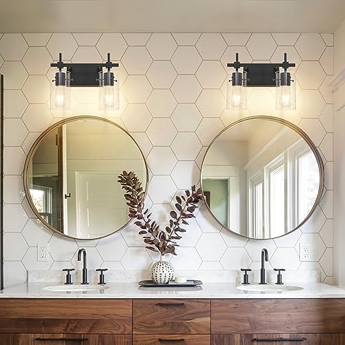 Vintage 2 Lights Bathroom Light Fixtures Wall Sconces Black Vanity Lights for Bathroom Vanity Lighting Fixtures Wall Light Fixtures Bathroom Vanity Lights BK