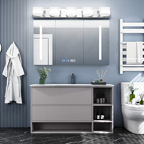 5 Lights Modern Chrome Vanity Light for Bathroom Wall Light Up and Down LED Bathroom Light Fixtures Over Mirror (120 Count)