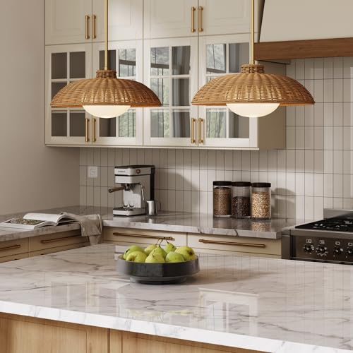 Belleville Boho Rattan Pendant Light with Diffuser