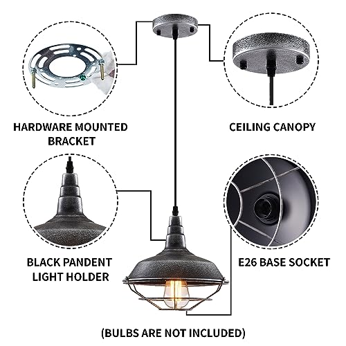 Black and Silver Pendant Light fixtures 10.5 inches 3 Packs (3 Count)