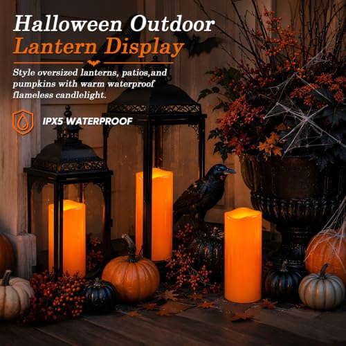 Large Orange Flameless Candles