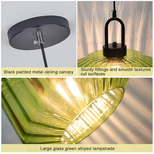 Green Glass Pendant Light Fixture Kitchen Modern Black Pendant Light
