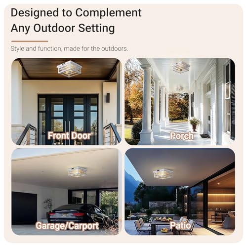 Outdoor Flush Mount Motion Sensor White Ceiling Light