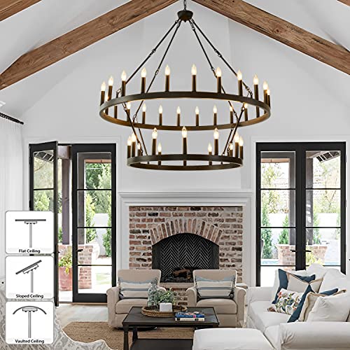 48 Inch Large Black Wagon Wheel Chandelier