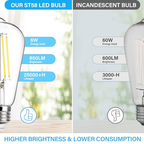 Vintage LED Edison Bulb Dimmable 60W Equivalent E26 Led Bulbs (4 Count)