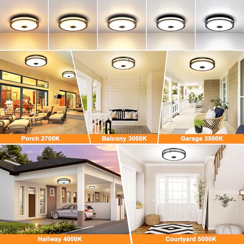 2 Pack 12" LED Motion Sensor Outdoor Ceiling Light with Remote