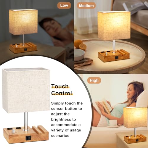 Wood Grain Table Lamp for Bedroom