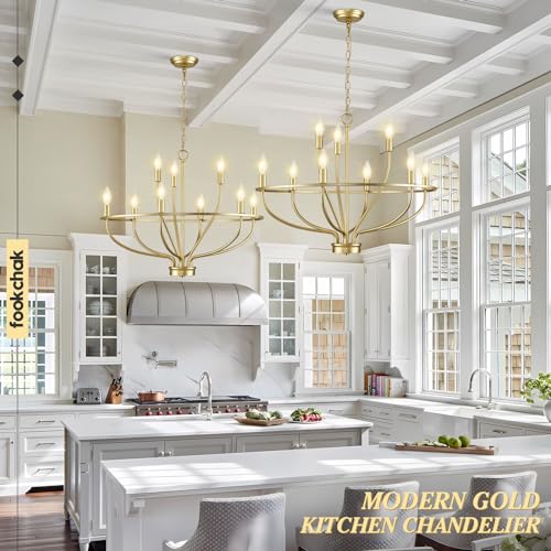 9 Light Gold Light Fixture Vintage Candle Chandelier Lighting 30in Mid