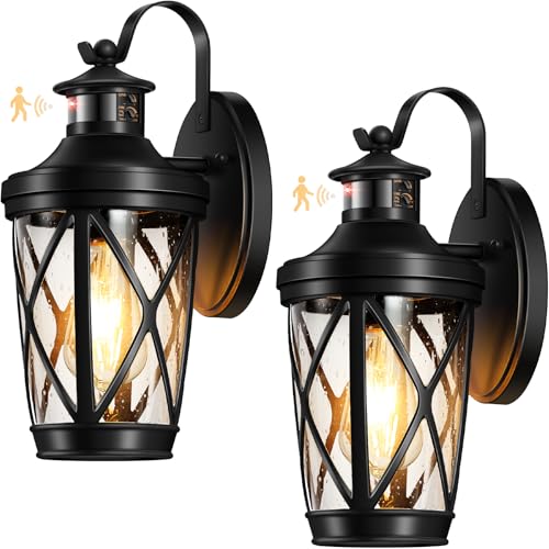 Porch Lights Outdoor Motion Sensor (Black / 2-Pack)