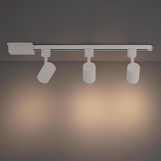 Amped Collection 3-Light 48in Field Cuttable LED Track Lighting Kit with 3 LED 5-CCT Selectable Track Heads, 4ft Track, End Caps, Floating Feed in White Finish - Aura Lighting