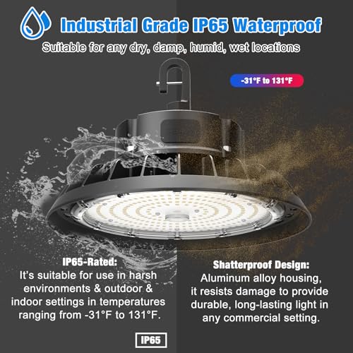 15000LM Super Bright High Bay Lights 5000K (4 Count)