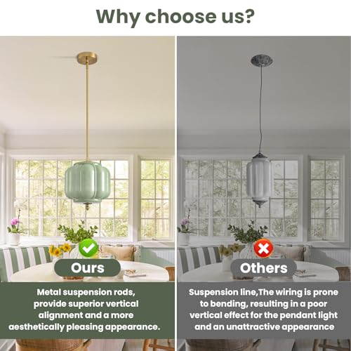 Vintage Green Glass Pendant Lights 9.8 Inch Mid Century Modern Hanging Ceiling Light
