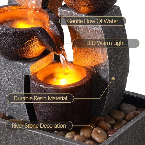 Tabletop Water Fountain with LED Lights