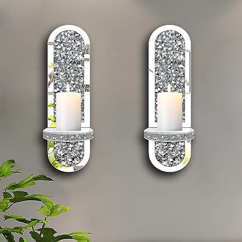 Set of 2 Crystal Crush Diamond Candle Sconces (2 Count)