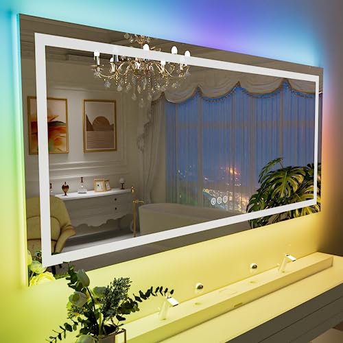 60"X40" RGB LED Bathroom Mirror with Lights