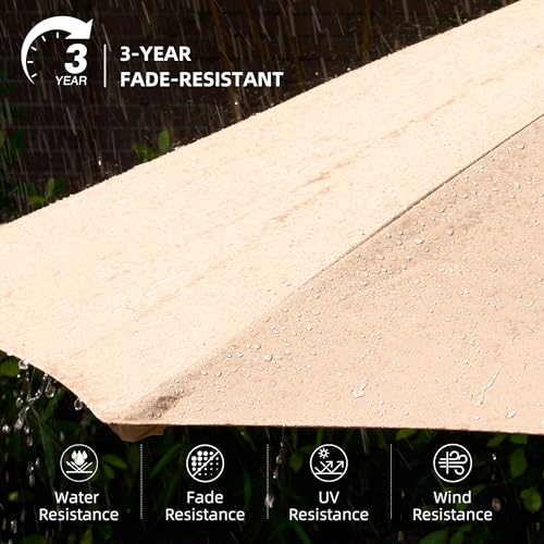 15Ft Patio Umbrella With Multicolor Solar Light