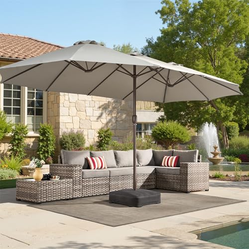 15 Ft Double Head Umbrella Outdoor Patio With Base