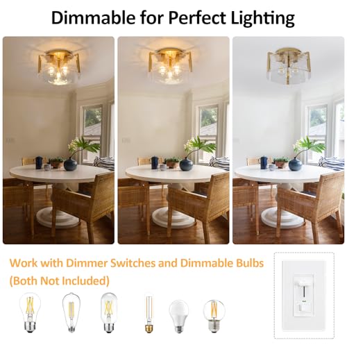 Modern Semi Flush Mount Ceiling Light Fixture (3 Count)