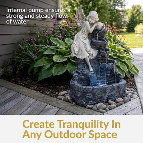 Sunnydaze 29" Angel Falls Solar Water Fountain with LED Lights
