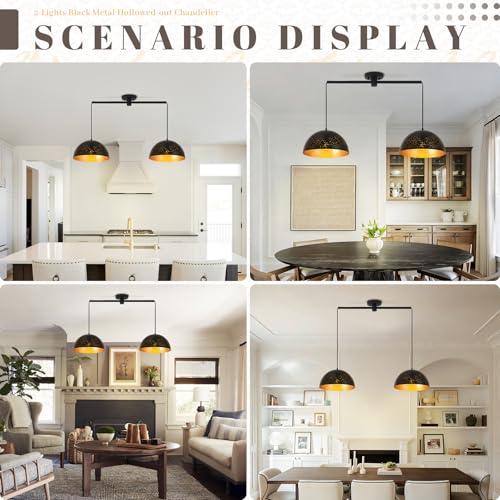 2 Light Black Linear Pendant Light