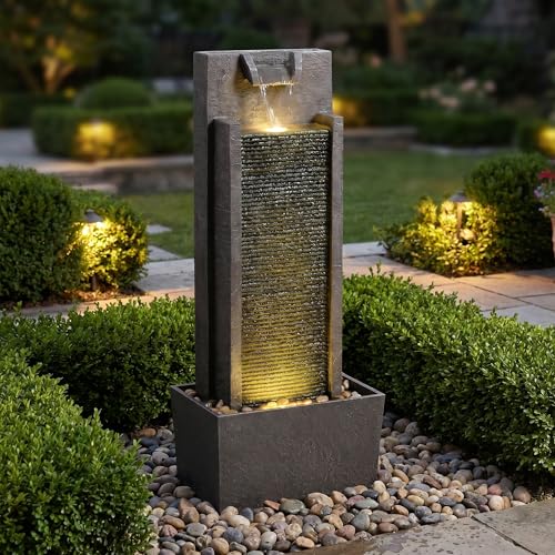 32 Inch Modern Straight Panel Water Fountain with LED Light
