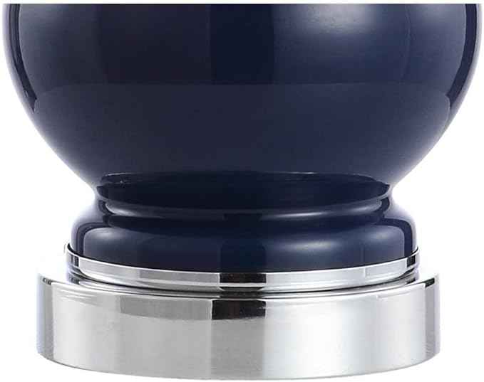 JONATHAN Y 21.5" Navy/Chrome Modern Glass Table Lamp Set of 2, Brass Gold Bedside Lamp with White Linen Shade for Bedroom Living Room, LED Bulbs Included (JYL4033C-SET2)
