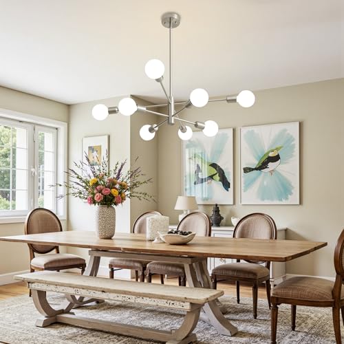 Chandeliers for Dining Room Brushed Nickel 8Light Modern Kitchen Chandelier
