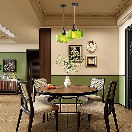 Green Glass Pendant Light Fixture Kitchen Modern Black Pendant Light